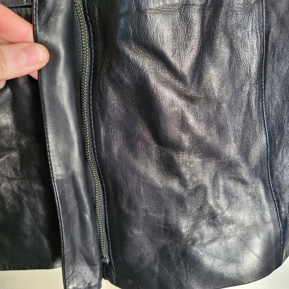 Talbots Black Lamb Skin Leather Jacket with Knit Sleeves Size Women's 12W - Picture 6 of 14